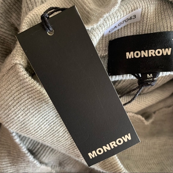 Monrow Heather Pointelle Cowl Raglan Sweatshirt Grey - Picture 7 of 9